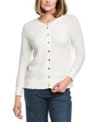 Hannah Rose Button Arrow Stitch Reversible Cashmere-Blend Cardigan