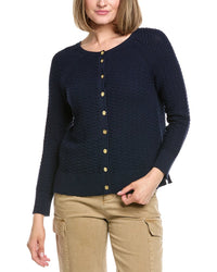 Hannah Rose Button Arrow Stitch Reversible Cashmere-Blend Cardigan