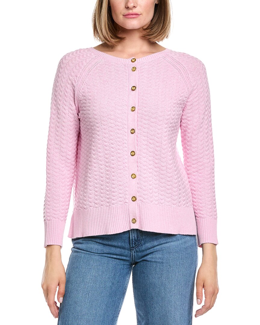 Hannah Rose Button Arrow Stitch Reversible Cashmere-Blend Cardigan