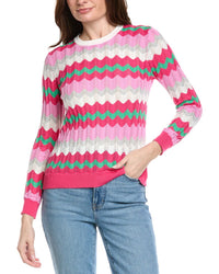 Hannah Rose Zig Zag Pattern Cashmere-Blend Sweater