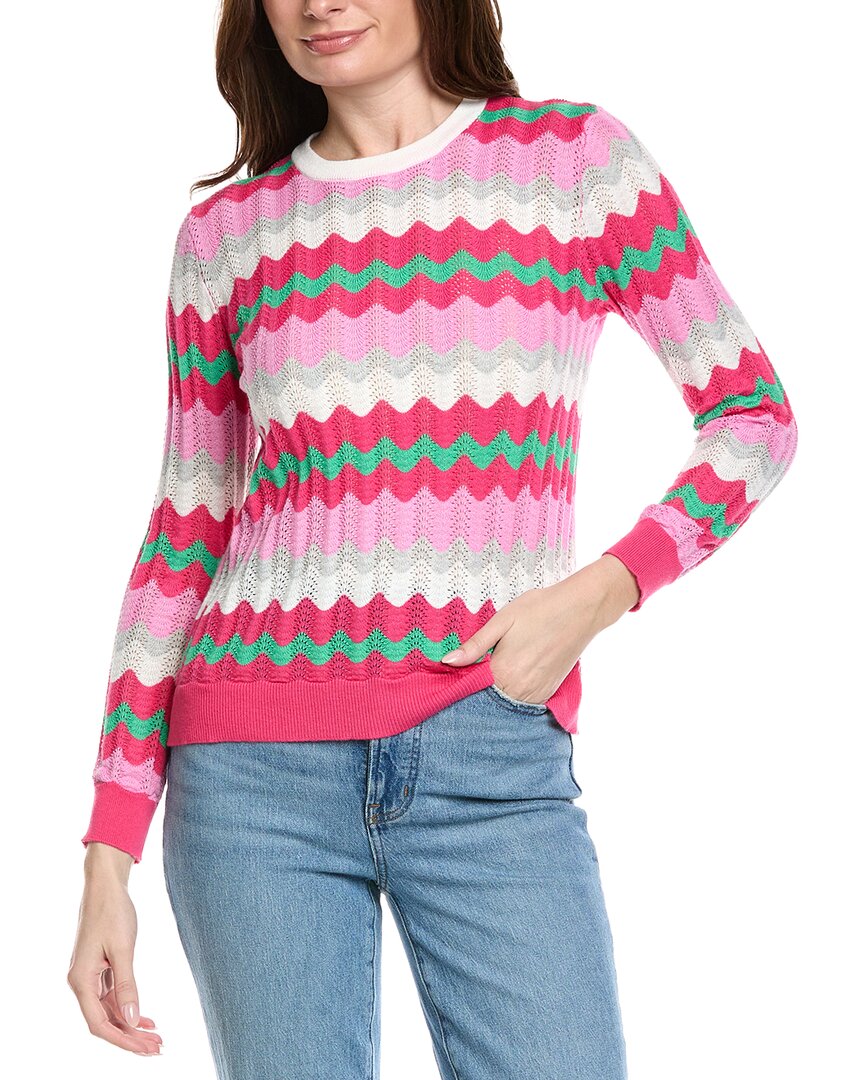 Hannah Rose Zig Zag Pattern Cashmere-Blend Sweater