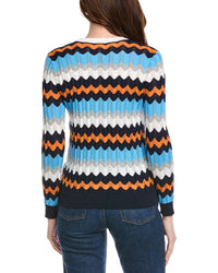 Hannah Rose Zig Zag Pattern Cashmere-Blend Sweater