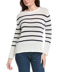 Hannah Rose Striped Cashmere-Blend Sweater
