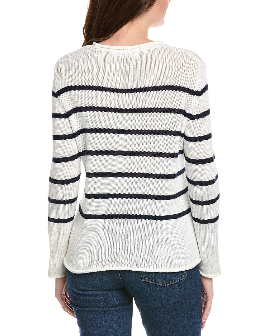 Hannah Rose Striped Cashmere-Blend Sweater