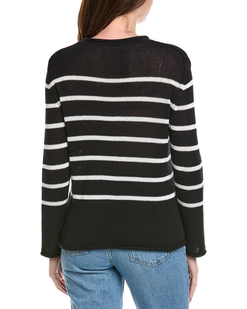 Hannah Rose Striped Cashmere-Blend Sweater