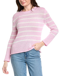 Hannah Rose Striped Cashmere-Blend Sweater