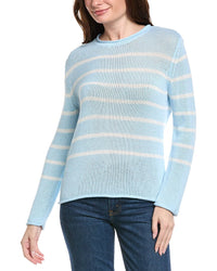 Hannah Rose Striped Cashmere-Blend Sweater