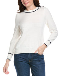 Hannah Rose Button Shoulder Cashmere-Blend Sweater