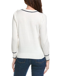 Hannah Rose Button Shoulder Cashmere-Blend Sweater