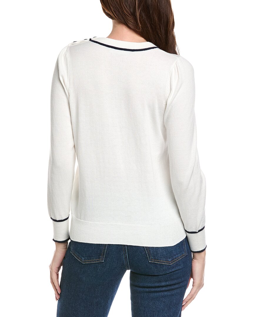 Hannah Rose Button Shoulder Cashmere-Blend Sweater