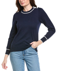 Hannah Rose Button Shoulder Cashmere-Blend Sweater