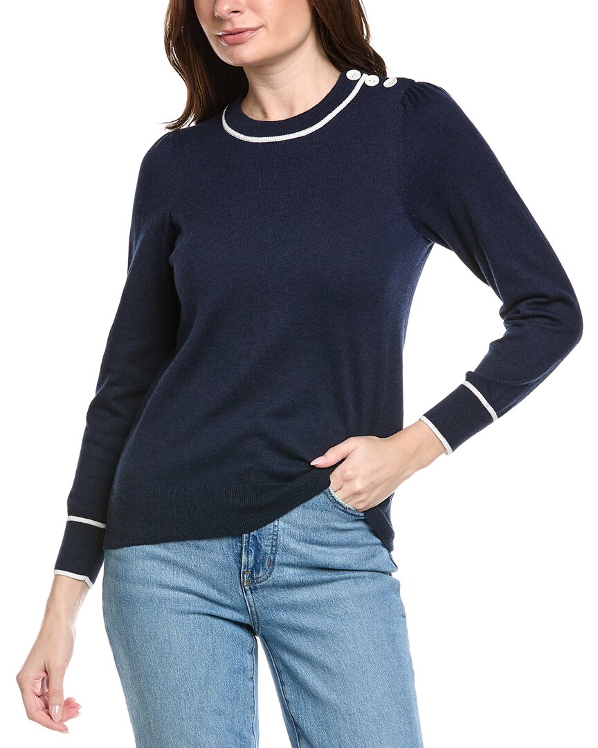 Hannah Rose Button Shoulder Cashmere-Blend Sweater