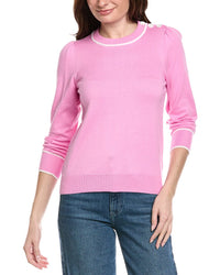 Hannah Rose Button Shoulder Cashmere-Blend Sweater