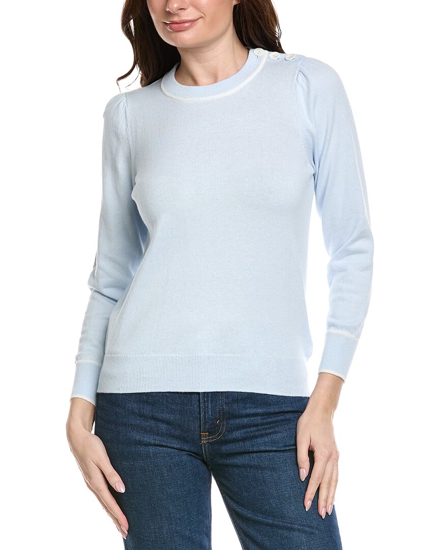Hannah Rose Button Shoulder Cashmere-Blend Sweater
