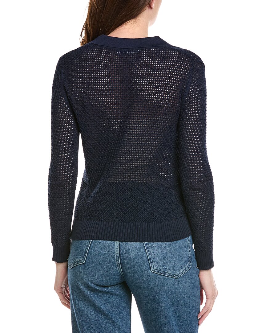 Hannah Rose Arwen Textured Polo Collar Cashmere-Blend Sweater