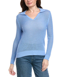 Hannah Rose Arwen Textured Polo Collar Cashmere-Blend Sweater