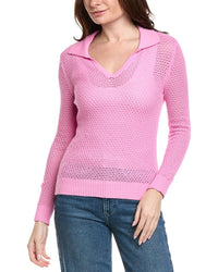 Hannah Rose Arwen Textured Polo Collar Cashmere-Blend Sweater