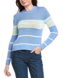 Hannah Rose Tessa Colorful Stripe Cashmere-Blend Sweater