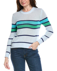 Hannah Rose Tessa Colorful Stripe Cashmere-Blend Sweater