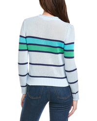 Hannah Rose Tessa Colorful Stripe Cashmere-Blend Sweater