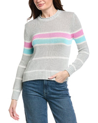 Hannah Rose Tessa Colorful Stripe Cashmere-Blend Sweater