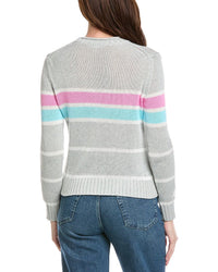 Hannah Rose Tessa Colorful Stripe Cashmere-Blend Sweater