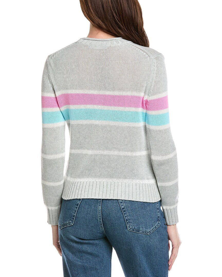 Hannah Rose Tessa Colorful Stripe Cashmere-Blend Sweater