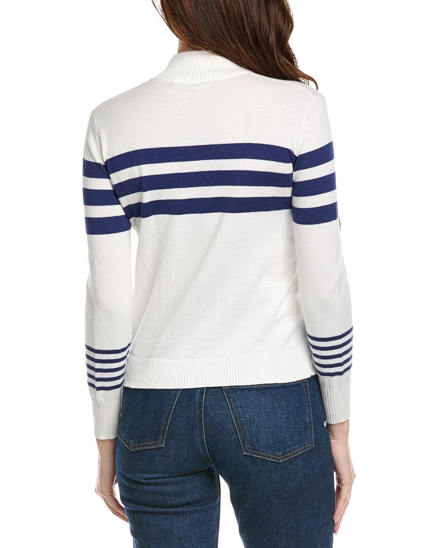 Hannah Rose Stripe 1/2-Zip Cashmere-Blend Pullover