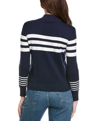 Hannah Rose Stripe 1/2-Zip Cashmere-Blend Pullover