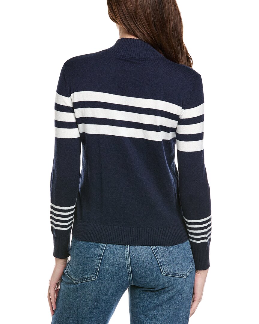 Hannah Rose Stripe 1/2-Zip Cashmere-Blend Pullover