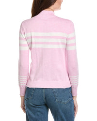 Hannah Rose Stripe 1/2-Zip Cashmere-Blend Pullover