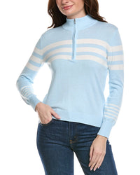 Hannah Rose Stripe 1/2-Zip Cashmere-Blend Pullover