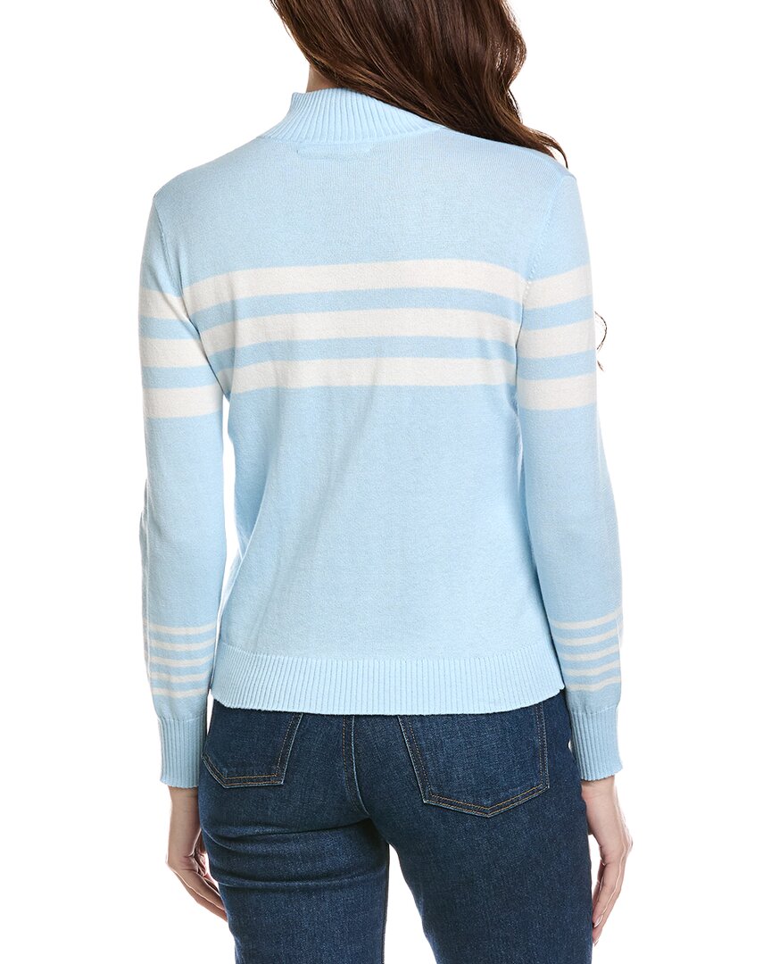 Hannah Rose Stripe 1/2-Zip Cashmere-Blend Pullover