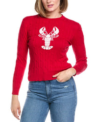 Hannah Rose Lobster Cable Cashmere-Blend Sweater