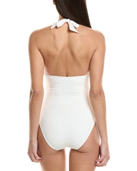 Carmen Marc Valvo Beaded Plunge One-Piece