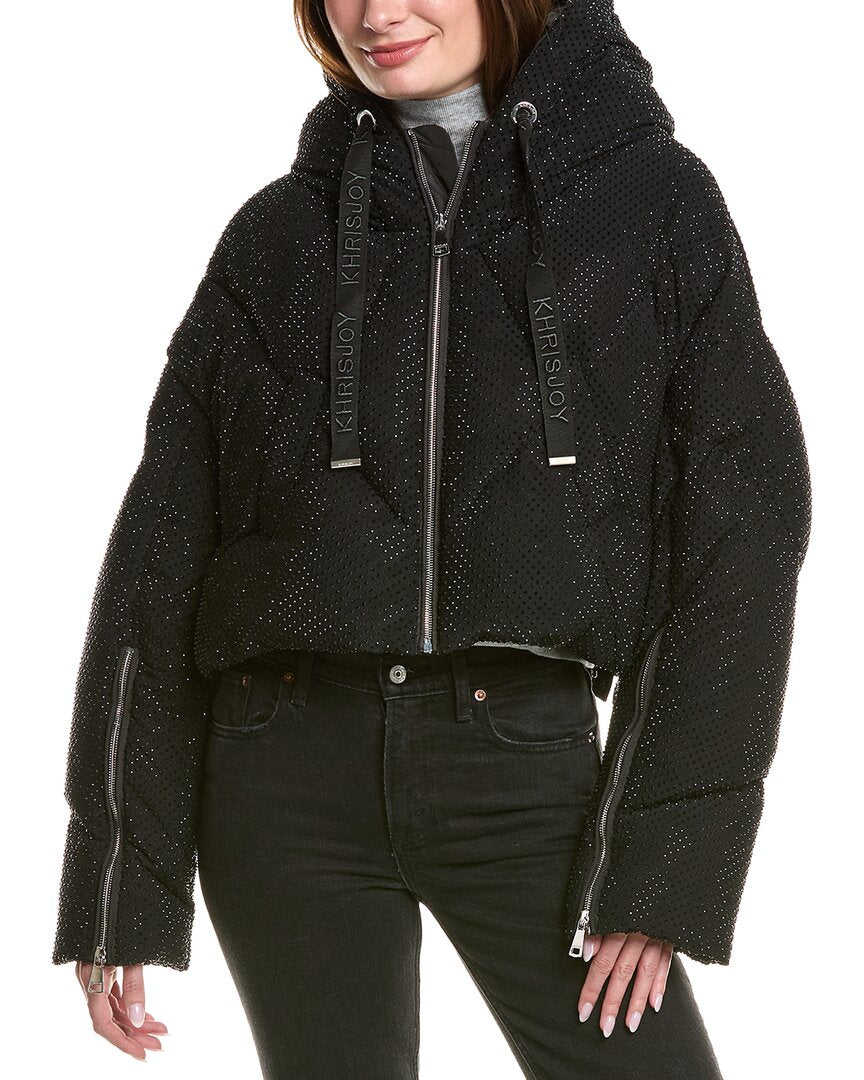 Khrisjoy Khris Rhinestone Crop Puffer Down Jacket