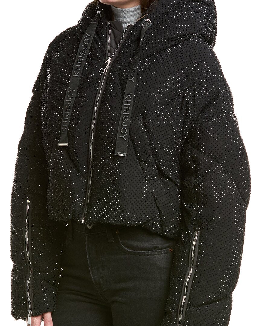 Khrisjoy Khris Rhinestone Crop Puffer Down Jacket
