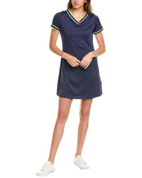 Callaway Womens V-Neck Colorblocked Mini Dress, S, Blue