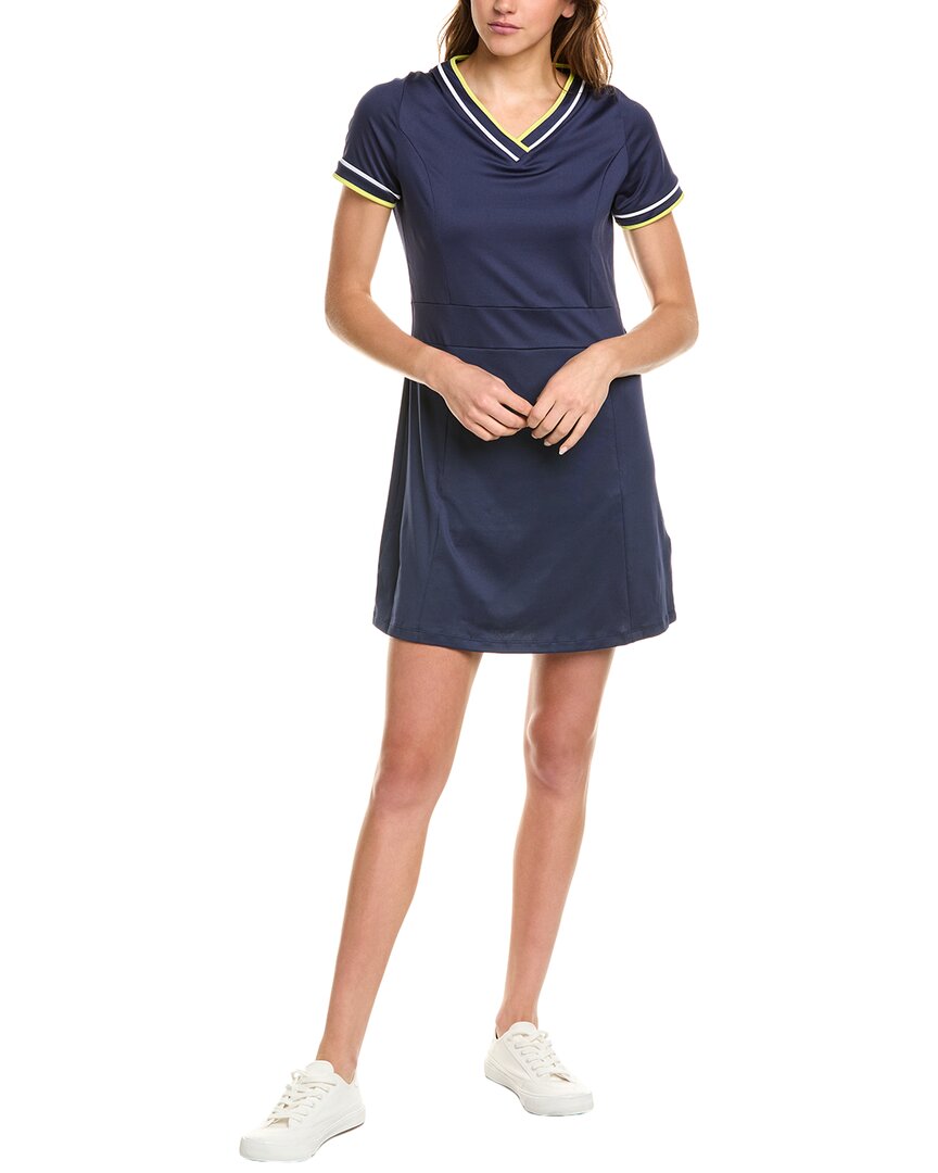 Callaway Womens V-Neck Colorblocked Mini Dress, S, Blue