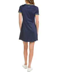 Callaway Womens V-Neck Colorblocked Mini Dress, S, Blue