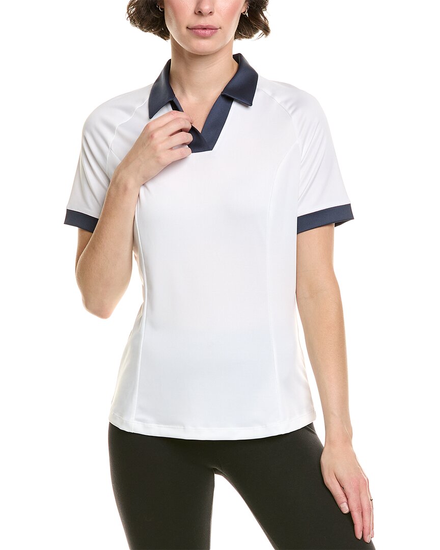 Callaway Womens V-Placket Colorblock Polo Shirt, S, White