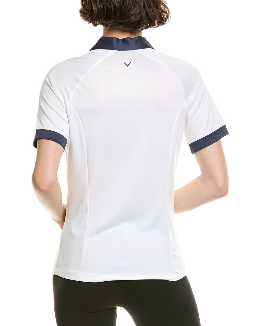 Callaway Womens V-Placket Colorblock Polo Shirt, S, White