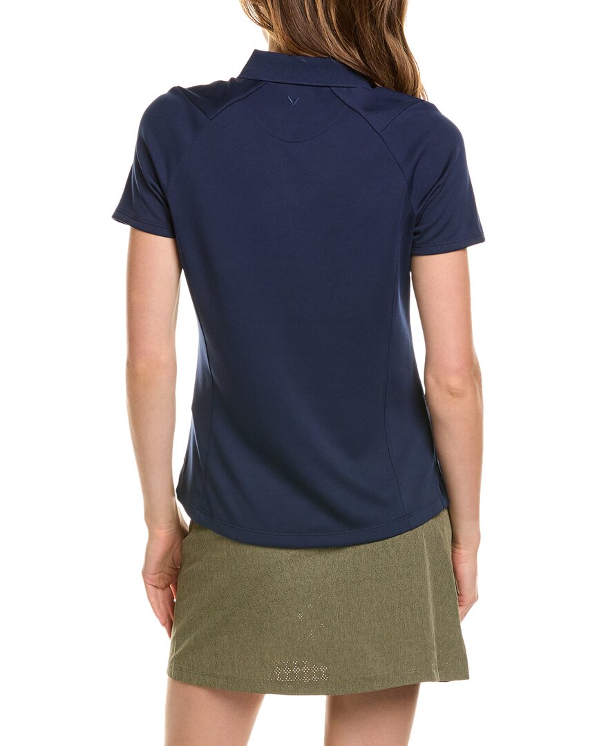 Callaway Womens Essential Twill Knit Polo Shirt, S, Blue