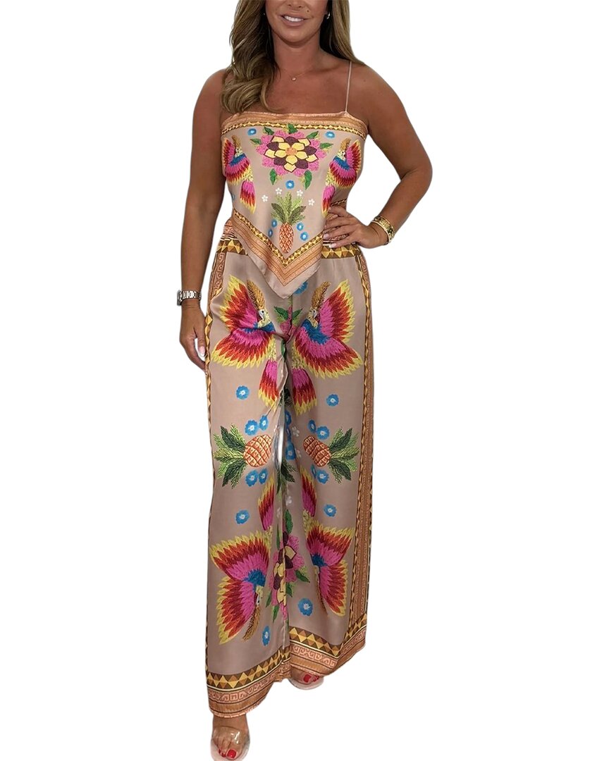 Charlotte Green 2Pc Top & Pant Set