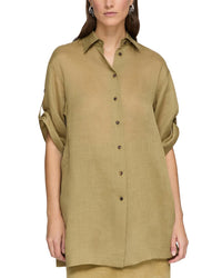 Lafayette 148 New York Tab Sleeve Side Slit Shirt