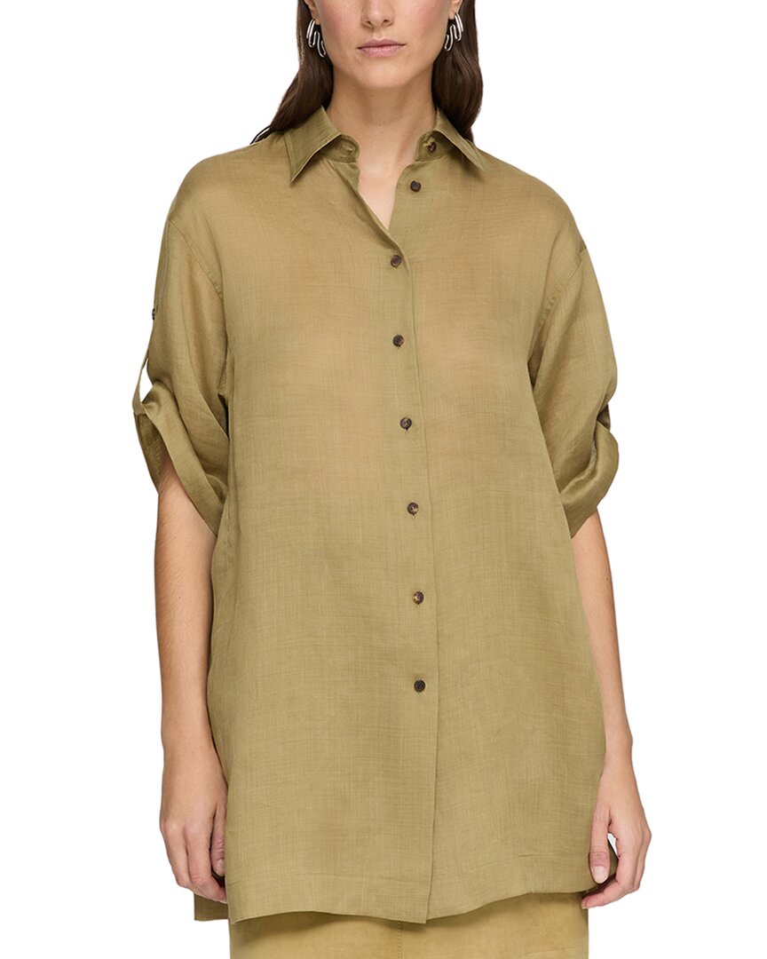 Lafayette 148 New York Tab Sleeve Side Slit Shirt