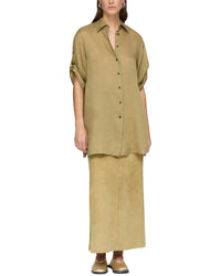Lafayette 148 New York Tab Sleeve Side Slit Shirt