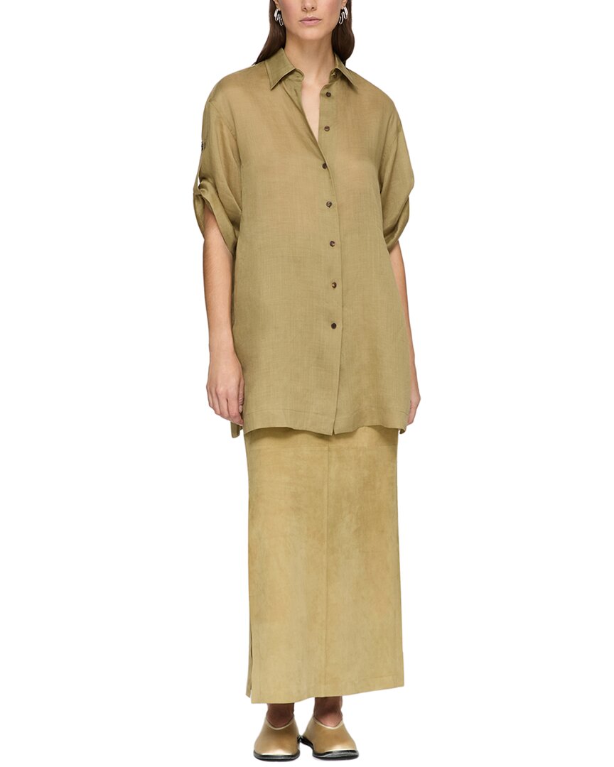 Lafayette 148 New York Tab Sleeve Side Slit Shirt
