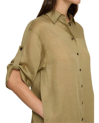 Lafayette 148 New York Tab Sleeve Side Slit Shirt