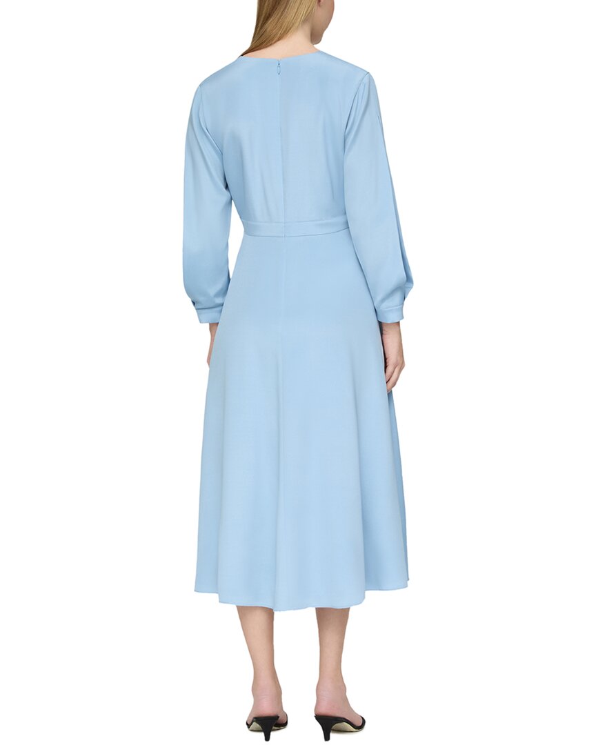 Lafayette 148 New York Lantern Sleeve Surplice Silk-Blend Dress